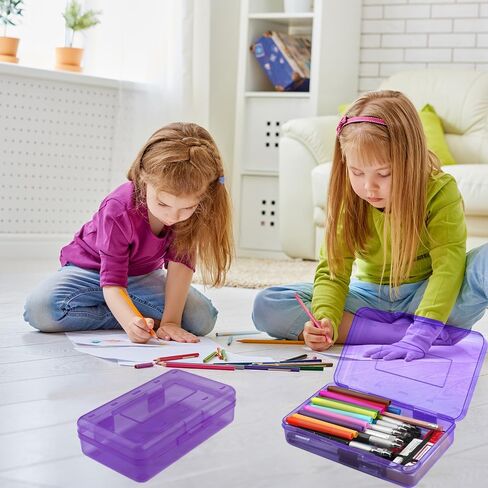 صندوق قلم رصاص ، علبة قلم رصاص صافية ، بلاستيك كبير من بلاستيك أقلام الرصاص صندوق قلم تلوين مع غطاء محكم القابل للتكديس للأطفال كبار أقلام أقلام. in Kuwait