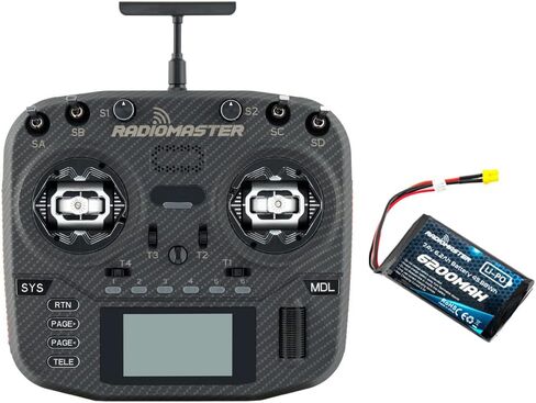 Radiomaster Boxer Max Version with CNC AG01 Hall Gimbals Carbon Fiber 2.4G 16ch Transmitter Remote Control ExpressLRS Mode 2 (ELRS-Black with 6200) in Kuwait