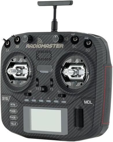 Radiomaster Boxer Max Version with CNC AG01 Hall Gimbals Carbon Fiber 2.4G 16ch Transmitter Remote Control ExpressLRS Mode 2 (ELRS-Black with 6200) in Kuwait