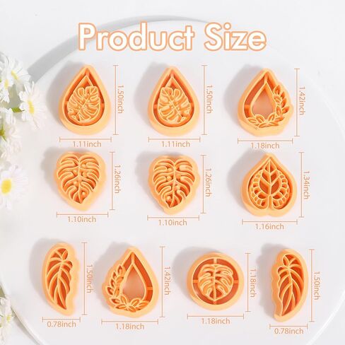 Puocaon Tropical Leaf Polymer Clay Cutters - 10 Pcs Monstera Leaves Clay Earrings Making Kit Botanical Plant Stud Cutters for Earrings Jewelry Making in Saudi Arabia