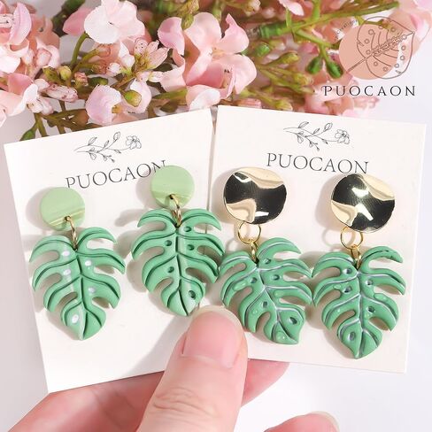 Puocaon Tropical Leaf Polymer Clay Cutters - 10 Pcs Monstera Leaves Clay Earrings Making Kit Botanical Plant Stud Cutters for Earrings Jewelry Making in Saudi Arabia