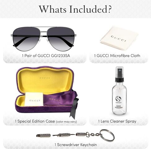 Gucci GG1233SA Aviator shape Sunglasses + Bundle with eSHADES Luxury Eyewear Kit in Saudi Arabia