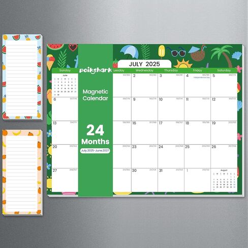 2025.7-2027.6 Magnetic Calendar for Refrigerator with 2 Pack Magnetic Note Pad for Fridge, 2 Year from July 2025 to June 2027 with Seasonal Patterns, Aesthetic Magnet Wall Calendar, 24 Monthly Refrigerator Calendars -- 11''*8.5'' in Saudi Arabia