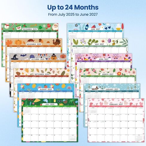 2025.7-2027.6 Magnetic Calendar for Refrigerator with 2 Pack Magnetic Note Pad for Fridge, 2 Year from July 2025 to June 2027 with Seasonal Patterns, Aesthetic Magnet Wall Calendar, 24 Monthly Refrigerator Calendars -- 11''*8.5'' in Saudi Arabia