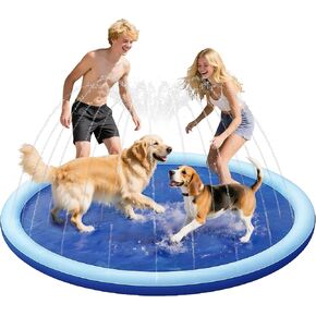 PatiencET 87'' Splash Sprinkler Pad for Dogs, Thicken Non-Slip Sprinkle Pad for Backyard Fun Summer Outdoor Activities