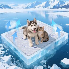 Dog Cooling Mat, Cooling Mat for Dogs, Breathable Dog Bed with Non-Slip Design, Portable & Washable Pet Pad for Indoor, Outdoor, Crate, Summer Cat Bed, Cool Pet Pad, Gel-Free, 21"x27"