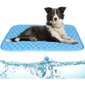 NAMOTEK Washable Dog Cooling Mat Ice Silk Cool Mat for Pet Self Comfortable Blanket Dog Pad Blue