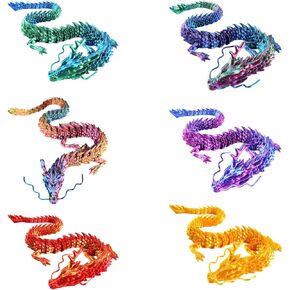 6PCS 3D Printed Dragon 12 inch Articulated Dragon Suitable for Autism Irritability ADHD Fidgeting Toys Decompressing and pleasurable Tabletop Decorations