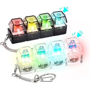2 Pcs Keyboard Fidget Toy, Fidget Keychain Keyboard with LED Lights, Stress Relief Clicker Fidget Keyboard, Decompression Squeeze Toy for Library Office Home