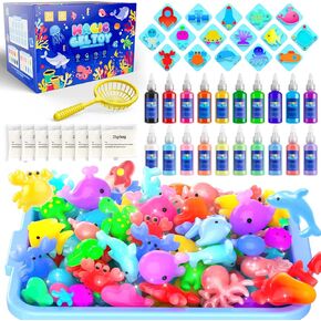 Joyfresh Magic Water Elf Toy Kit Squishy Maker with 20 Colors Gel, DIY Aqua Fairy Craft for Kids Ages 4-8, Squishy Making Kit Magic Gel Water Pets Creative STEM Gift