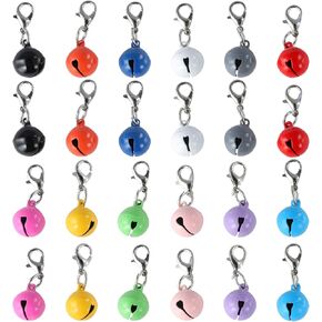24 PCS Bell for Cat Dog Collar, Colourful Bells with Clasps, Loud Crisp Sound Loose Beads Pet Accessories for DIY Crafts Christmas Decoration