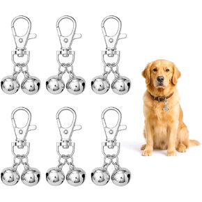 6Pcs Cat Bells for Collar Loud, Bell for Dog Collar with Keyrings, Dog Collars Charms for Small Dogs, Pet Pendant Accessories for Dogs Cat Collars Charm(Sliver)