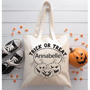 Personalized Halloween Trick or Treat Bag (Trick or Treat (Black))