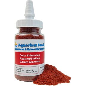 Aquatic Foods Inc. Community Fish Granules 0.5mm High Protein Floating/Sinking Color Enhancing Granules for Freshwater Fish, Marine Fish, Baby Pond Fish…1.8oz Squeeze Bottle