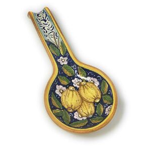 CERAMICHE D'ARTE PARRINI - Italian Ceramic Spoon Rest Holder Decorated Three Lemons Pottery Art Hand Painted Made in ITALY Tuscan