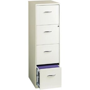 MAKLAINE 18" 4-Drawer Traditional Metal File Cabinet in White