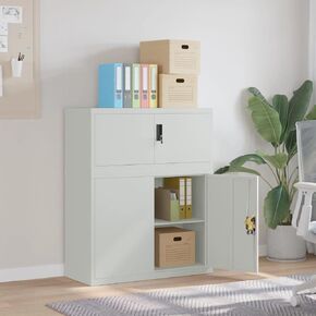 File Cabinet Light Grey Powder-Coated Steel 35.4 x 15.7 x 43.3 in