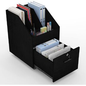 Mobile File Cabinet with Lock,Under Desk Rolling File Cabinets for Home Office,Wood Filing Cabinet (White)