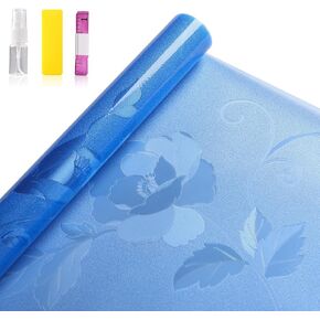 Aquarium Background Paper, Blue Fish Tank Backdrop Wallpaper Electrostatic Adhesive, No Glue, Easy to Install, Reusable (11.8" H × 27.5" L, Translucent)