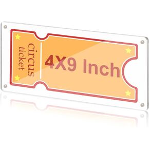 Acrylic Ticket Stub Display 4x9 Inch Clear Ticket Stub Holder Ticket Stub Organizer Ticket Stub Frame Ticket Protector Double Sided for Collectors Display Protect Movie Concert Play Show Ticket (1)