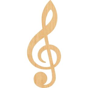 Treble Clef Laser Cut Out Wood Shape Craft Supply - 4 Inch