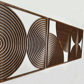Mid Century Modern Wall Art Boho, Large Wood Wall Art with Midcentury Modern Style, Set of 3 Wooden Mid Century Wall Art, Wood Home Gift