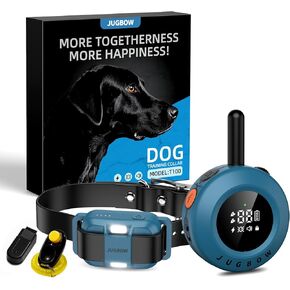 Jugbow Dog Training Collar - 3/4 Mile Remote Dog Collar with 3 Training Modes, Electric Collars with LED Light & Security Lock, IPX8 Waterproof Rechargeable E-Collar for Large Medium Small Dogs (Blue)