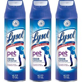 Lysol Pet Odor Eliminator Spray, Sanitizing and Disinfecting Spray for Pet Odors, 15oz (Pack of 3)