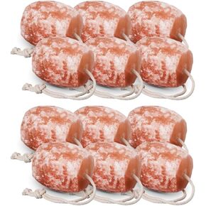 Himalayan Salt Lick 5-6 lbs - Licking Salt for Horses | Deer Salt Lick Block | Block Salt on Rope | Himalayan Licking Salt for Animals. Pack of 3