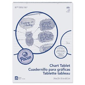 Pacon® PAC74610BN Chart Tablet, Cursive Cover, 1" Ruled, 24" x 32", 25 Sheets, Pack of 2