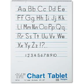 Pacon 74710 Chart Tablets w/Manuscript Cover, Ruled, 24 x 32, White, 25 Sheets