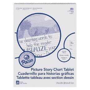 Pacon® PACMMK07430 Chart Tablet, Picture Story, 24" x 32", White, 25 Sheets