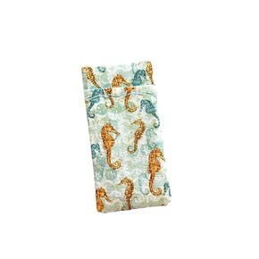Double Eyeglass Case - Seahorse Fabric Eyeglasses Pouch for 2 pairs