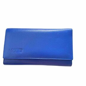 Genuine Leather Handmade Wallet for Women Zipper Coin Purse Money Credit Card Holder Blocking Large Capacity Trifold Card Holder Ladies Phone Clutch Blue Or Green (Blue) (Green)