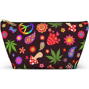 Marijuana Pot Leaf Zipper Pouch Makeup Cosmetic Toiletry Shaving Weed Stoner Accessory Travel Stash Hand Bag Organizer Storage Container (8.66" x 4.72" x 2.36", Design #1)