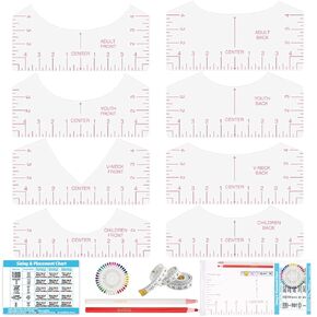 Tshirt Ruler Guide Vinyl Alignment, Shirt Measurement Tool Placement Center Designs DTF Template Logo Pocket, Accessories for Cricut Heat Press Sublimation Iron on HTV Heat Transfer Vinyl