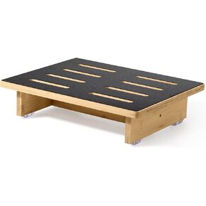 Step Stool for Adults, 3.5" Bed Step for High Beds, Non-Slip Stepping Stool with Load Capacity of 440 lbs, Wooden Step Stool for Seniors, Kids, Bedside, Shower, Kitchen Use, Beech Wood/Black