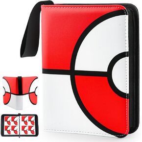 Card Binder 4 Pocket, Trading Card Holder Fits 400 Cards with 50 Removable Sleeves, Large Capacity & Waterproof Zipper Album Holder for Trading Card Collector, Portable Collection Card Album for Cards