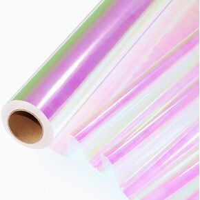 SYOGUA 82 Ft x 17 In Cellophane Roll Extra Wide Iridescent Cellophane Wrap Gift Baskets Wrapping Plastic for Basket, Treats, DIY Crafts, Birthday Gifts
