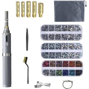 Hotfix Applicator， Bedazzler Kit with Rhinestones，Wand Setter Tool with 3400 PCS Hot Fix Rhinestones for Clothes,Fabric,Leather，Clothing,Hot Fix Crystals Purple