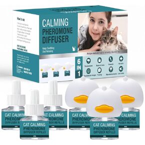الناشر المهدئ Cat 6 في 1 فرومونات متعددة الهادئة الناشرين الإغاثة الإغاثة القلق القتال خدش 90 يومًا هادئًا للاسترخاء فيرومون للقطط 48 مل من إعادة الملء يناسب جميع قابس الناشر الشائع في