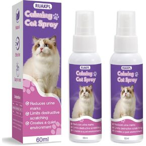 رذاذ Cat مهدئ 60 مل 2 حزمة التهدئة الحل للقطط الرش الفيرومون تقليل الإجهاد القلق خدش رذاذ التهدئة للقطط جيدة للسيارة القطط المنزلية كات رذاذ تهدئة
