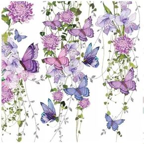 Set of TWO INDIVIDUAL *Luncheon Size* Paper Napkins - NOT PACKS - (Design # 1004) - VINES, BUTTERFLIES, BUTTERFLY - for Decoupage, Art, Craft, Mixed Media