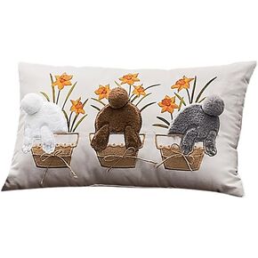 Montgomery Ward Bunny Tail Flower Pot Pillow, White
