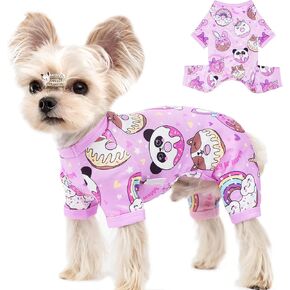 Dog Onesie XS~XXL Dog Pajamas Small Dog Clothes Girl Boy Cute Chihuahua Clothes Summer Puppy Pajamas Breathable Cat Onesie Pet Jumpsuit Doggie Outfit (Purple, X-Small)