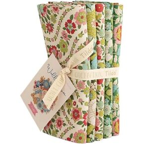 Tilda WallFlower Green 5 Fat Quarter Bundle by Tone Finnanger for Tilda Fabrics TIL300232