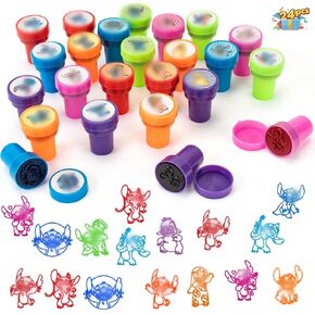 24 Pcs Anime S-titch Themed Stampers - 12 Styles x 2Pcs Assorted Stampers for Stocking Stuffer Goodie Bag Prizes Classroom Rewards Pinata Filler Arts and Crafts for Birthday Party Favors(Stitc)
