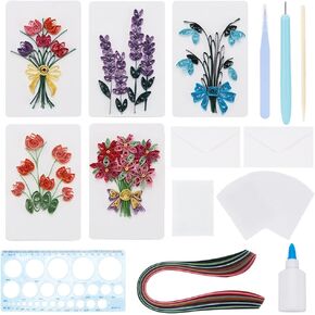 Webeedy 20 Sets DIY Flowers Quilling Card مع أدوات شرائط الورق ، وبطاقات البطاقات الورقية المصنوعة يدويًا.