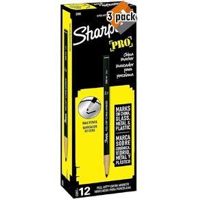 Sharpie PEEL-OFF Marker China, China Marker Bullet, 12 Pack, Black (2089), 3 Pack