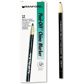 2 DOZEN Sanford Sharpie Peel-Off China Marker Grease Pencils Black 12/pk 02089